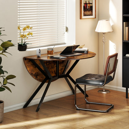 120cm Folding Dining Table with Drop Leaves-Coffee