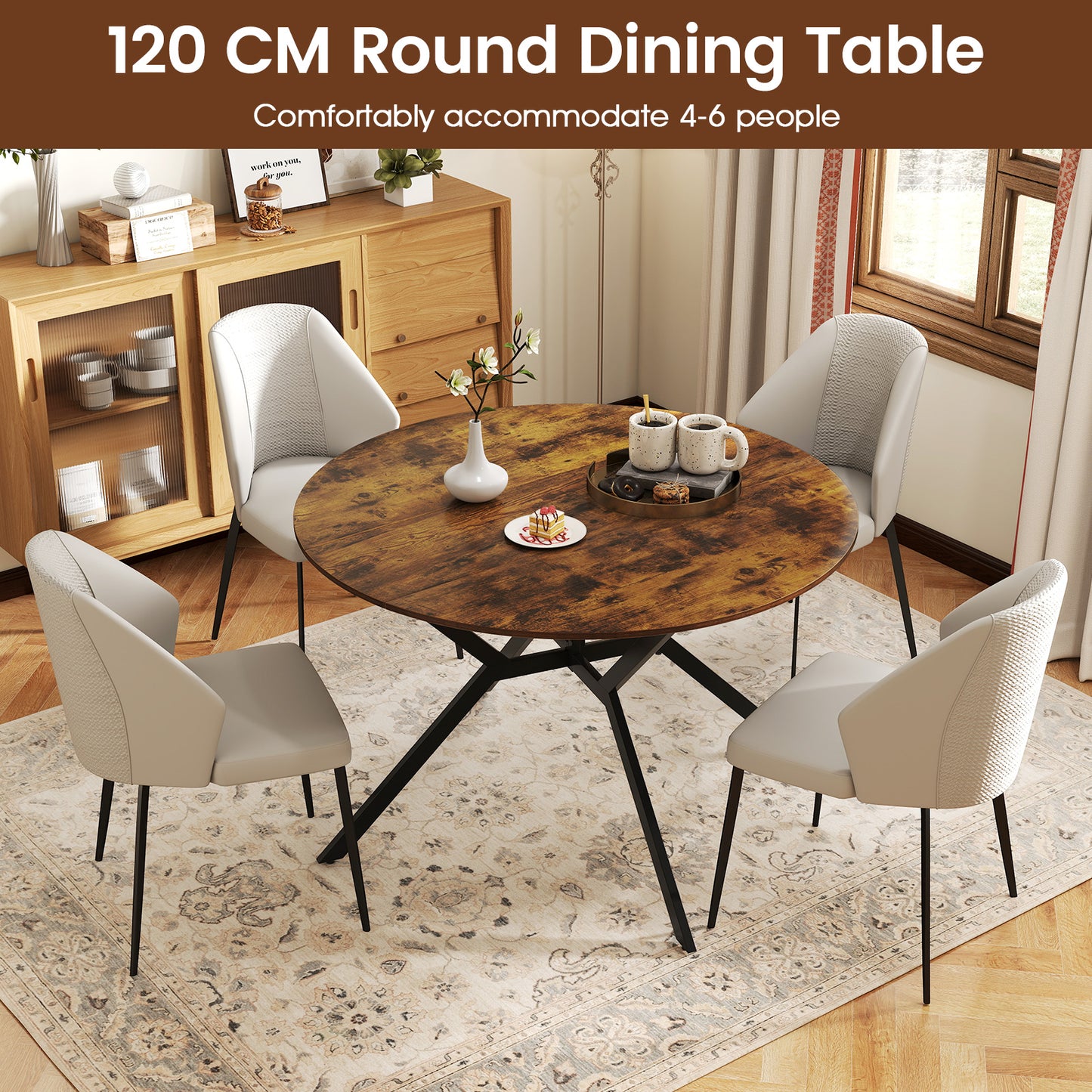 120cm Folding Dining Table with Drop Leaves-Coffee