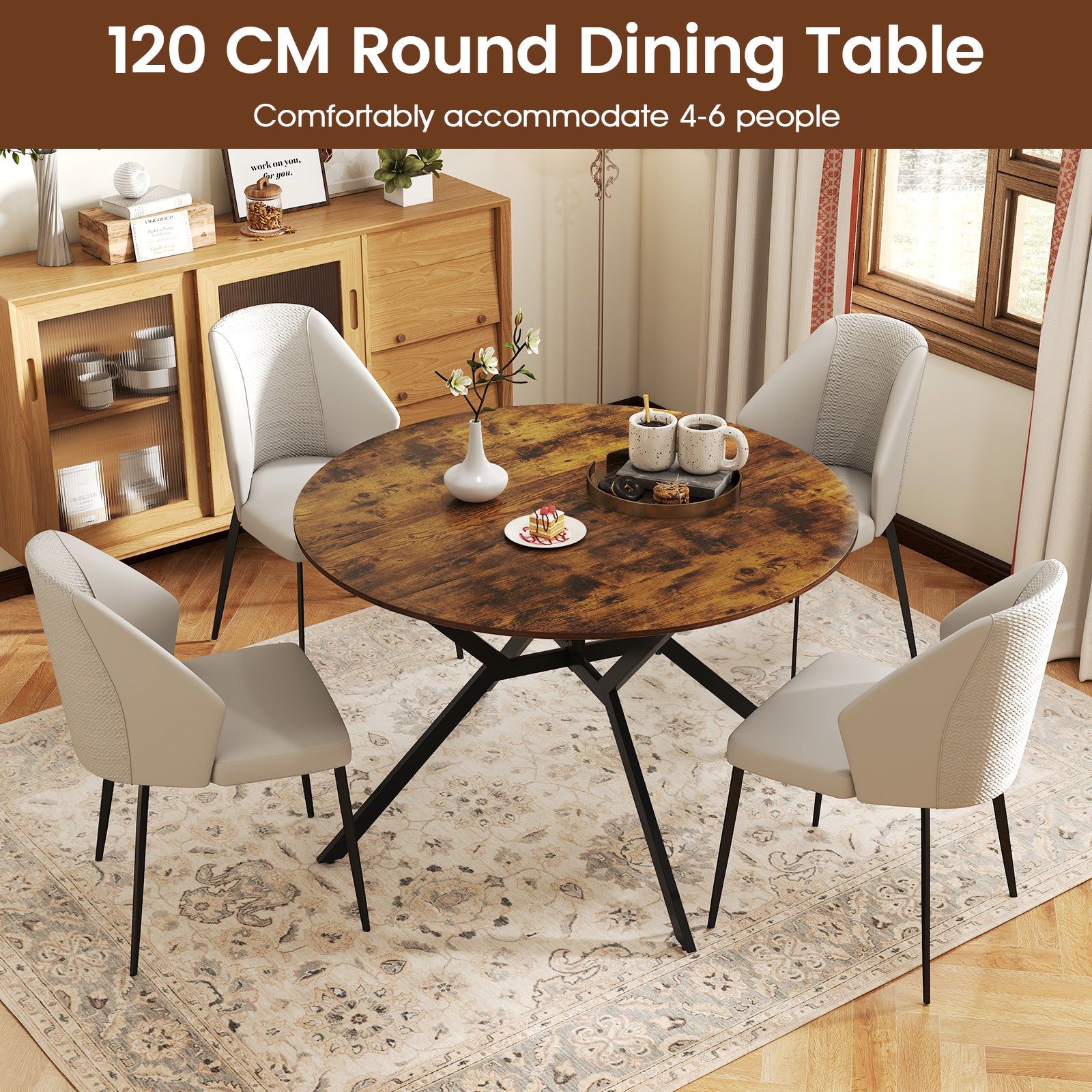 120cm Folding Dining Table with Drop Leaves-Coffee