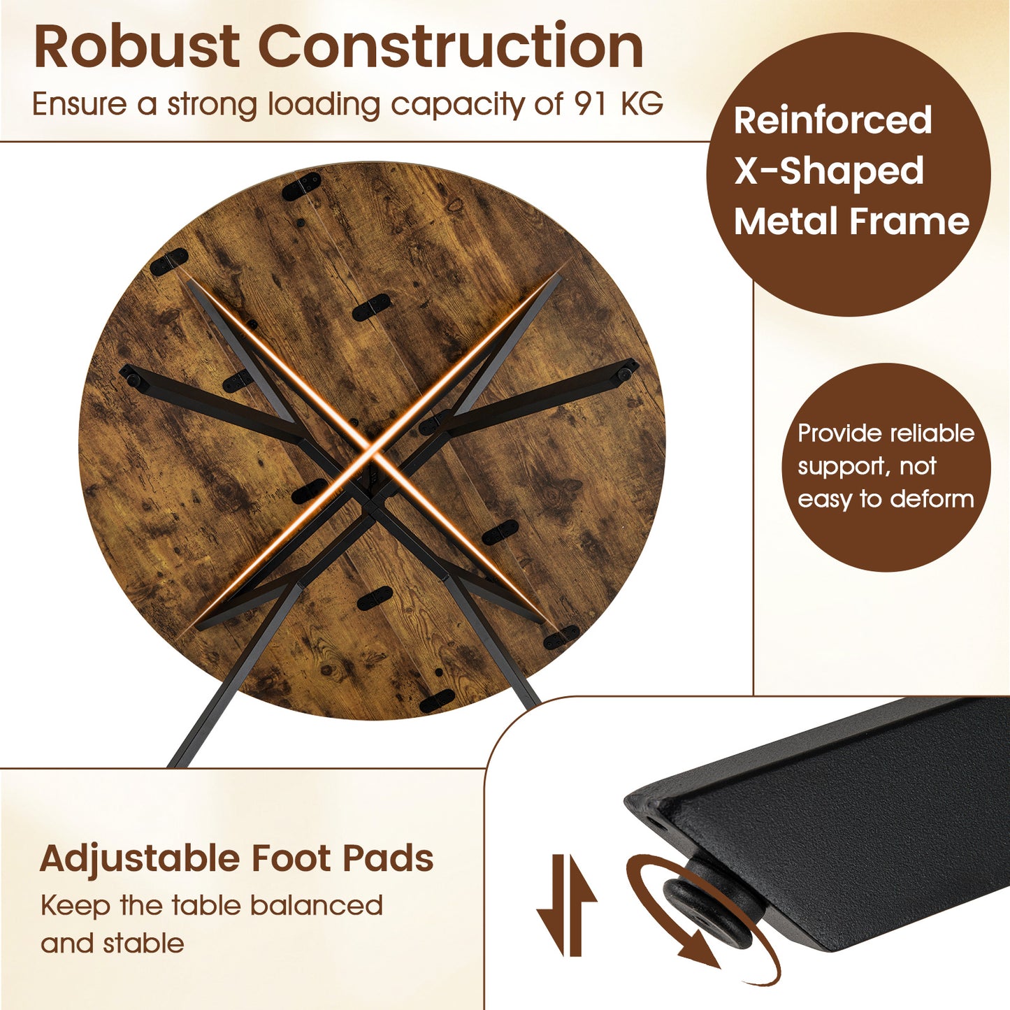 120cm Folding Dining Table with Drop Leaves-Coffee