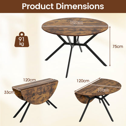 120cm Folding Dining Table with Drop Leaves-Coffee