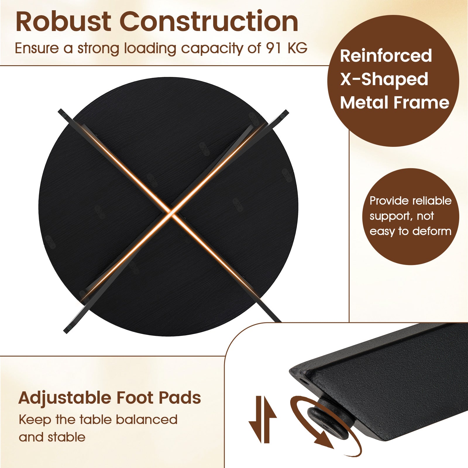 120cm Folding Dining Table with Drop Leaves-Black