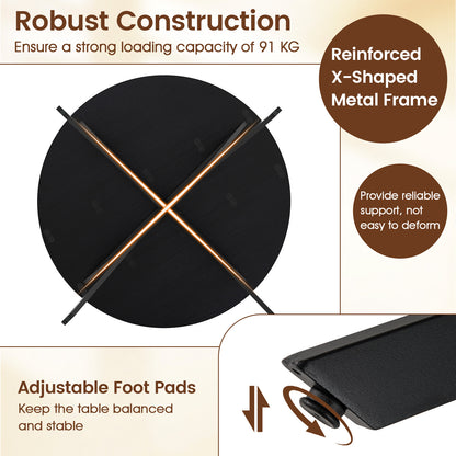 120cm Folding Dining Table with Drop Leaves-Black