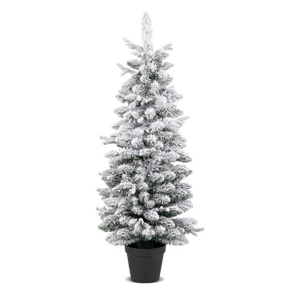 120CM Snow-Flocked Christmas Tree with 80 LED Lights & 176 Branch Tips