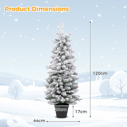 120CM Snow-Flocked Christmas Tree with 80 LED Lights & 176 Branch Tips