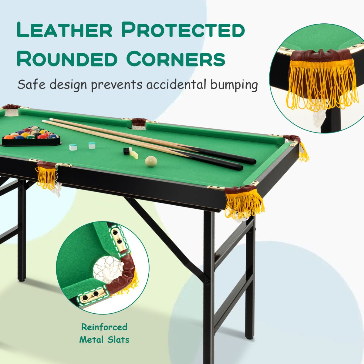 122 CM Folding Billiard Table Set with Accessories-Green