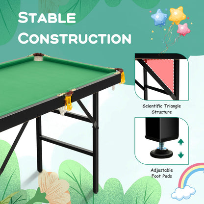 122 CM Folding Billiard Table Set with Accessories-Green