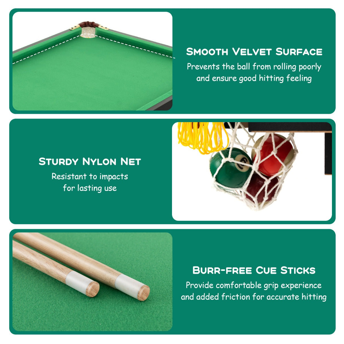 122 CM Folding Billiard Table Set with Accessories-Green