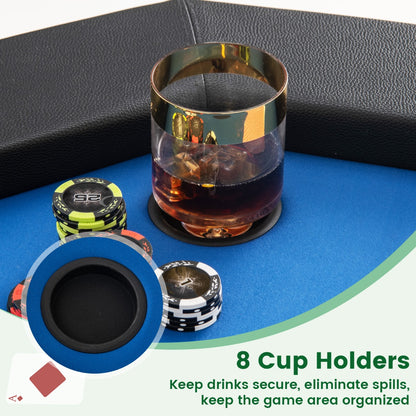 122cm Foldable Poker Table for 8 Players with Padded Rails-Blue