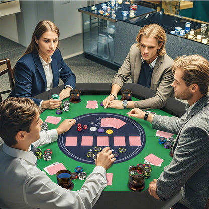 122cm Foldable Poker Table for 8 Players with Padded Rails-Green