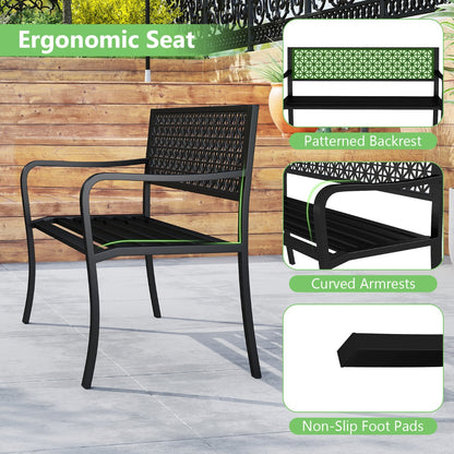 127 cm Outdoor Bench Garden Bench with Crisscross Backrest-Black