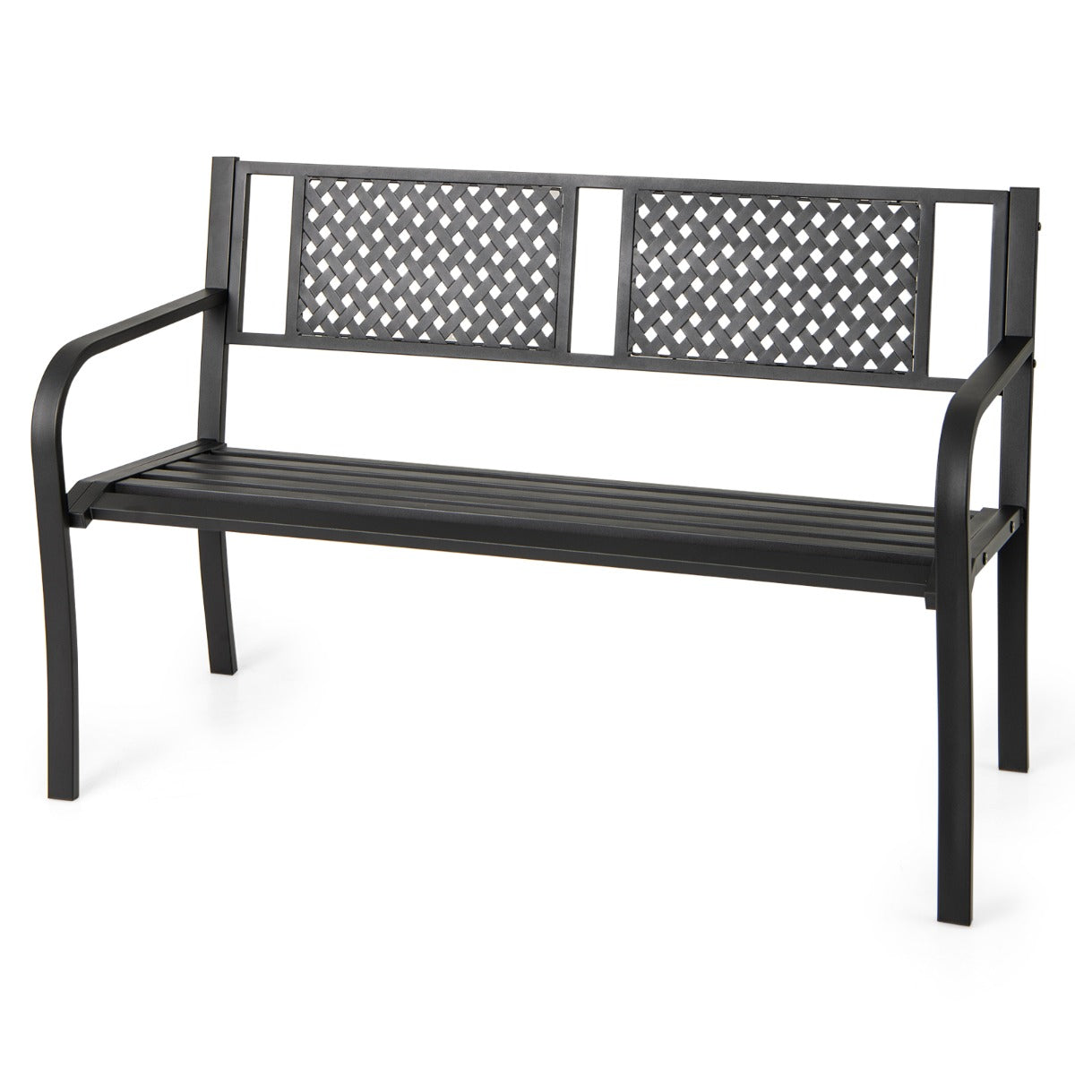 127 cm Outdoor Bench Garden Bench with Diamond Backrest-Black