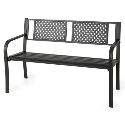 127 cm Outdoor Bench Garden Bench with Diamond Backrest-Black
