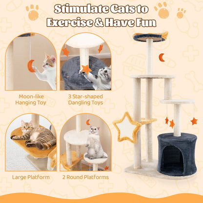 128cm Multi-Level Cat Tree with Condo, Perch, and Toys for Indoor Cats