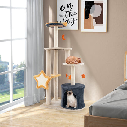 128cm Multi-Level Cat Tree with Condo, Perch, and Toys for Indoor Cats