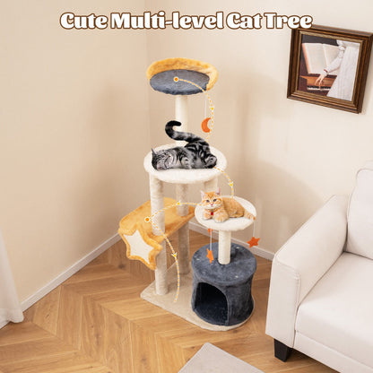 128cm Multi-Level Cat Tree with Condo, Perch, and Toys for Indoor Cats