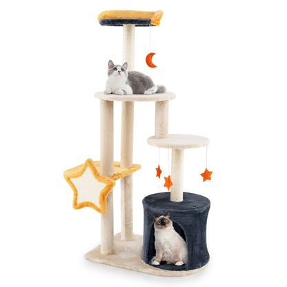 128cm Multi-Level Cat Tree with Condo, Perch, and Toys for Indoor Cats