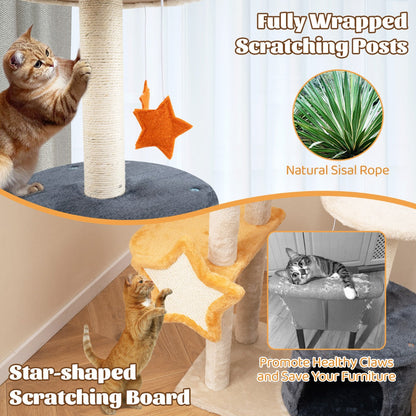 128cm Multi-Level Cat Tree with Condo, Perch, and Toys for Indoor Cats