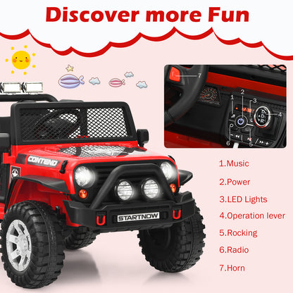 12V Electric Ride-On Car with Parental Remote Control for Ages 3+-Red