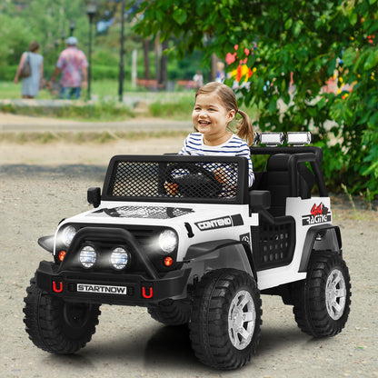 12V Electric Ride-On Car with Parental Remote Control for Ages 3+-White