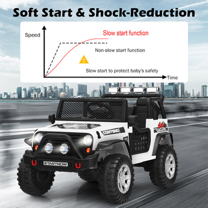 12V Electric Ride-On Car with Parental Remote Control for Ages 3+-White