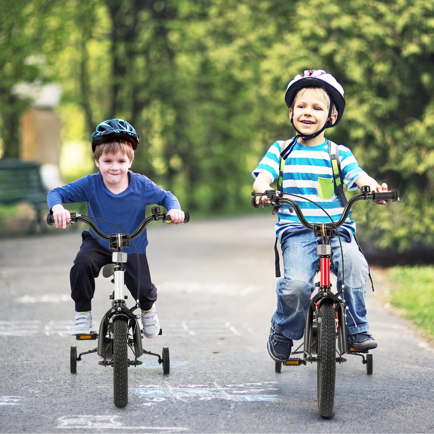 12 Inch Kids Bike Adjustable with Removable Training Wheels for Aged 3-4-White