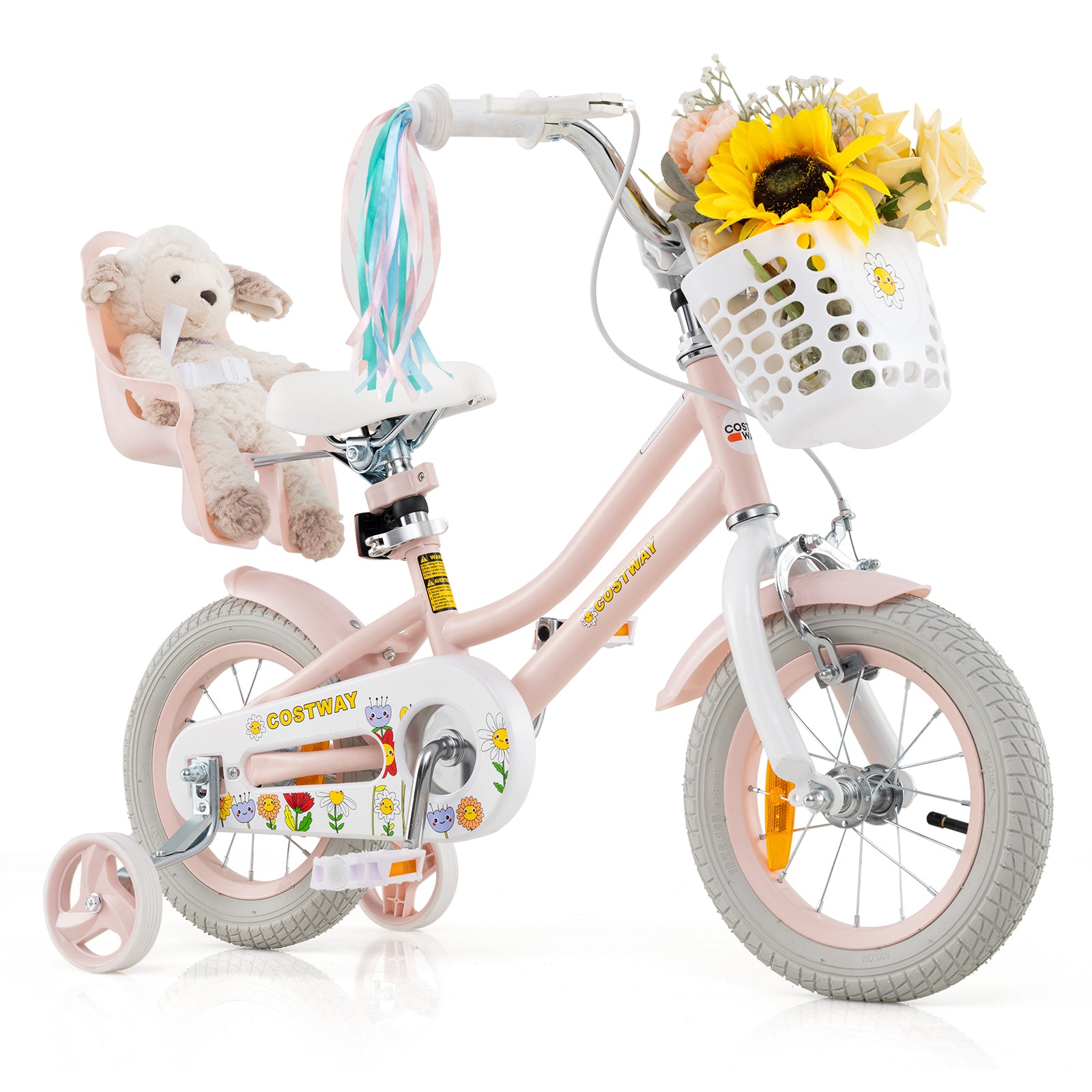 12 Inch Kids Bike for Kids Aged 3-4 Years Old Children Training Bicycle-Pink