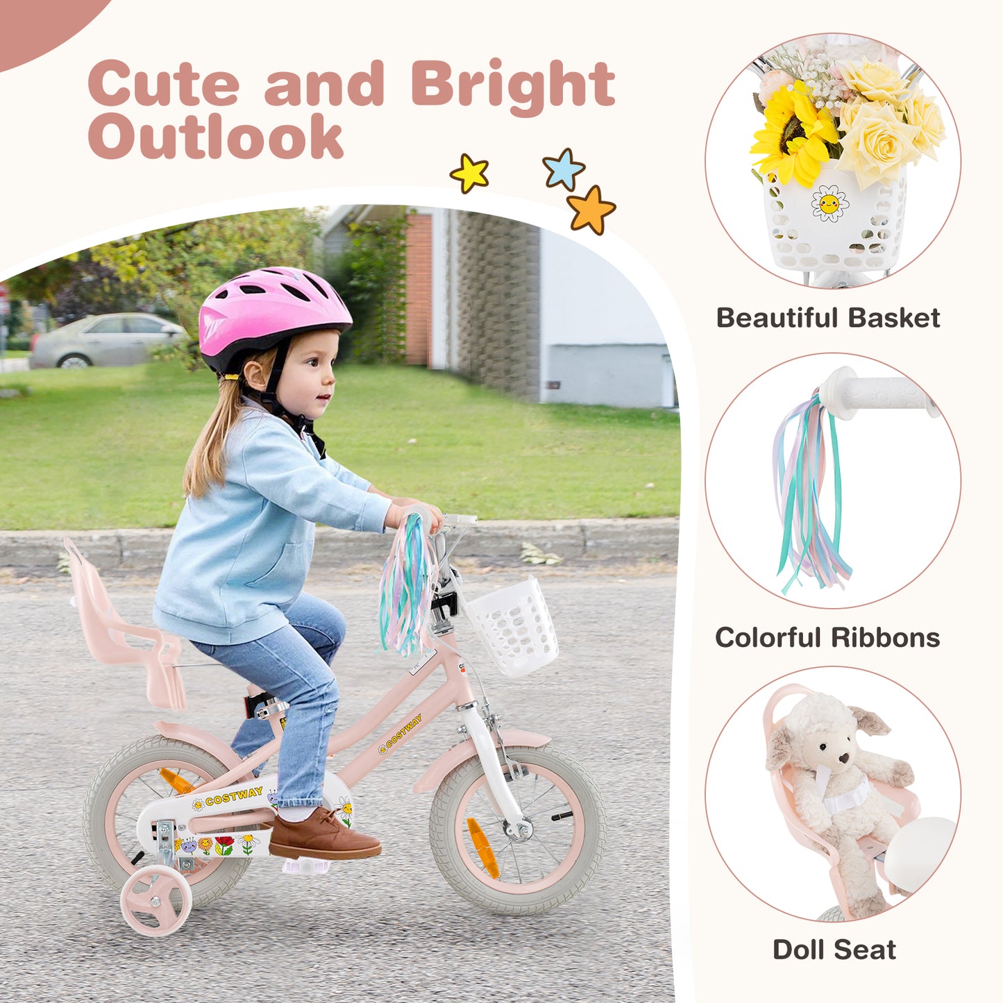 12 Inch Kids Bike for Kids Aged 3-4 Years Old Children Training Bicycle-Pink