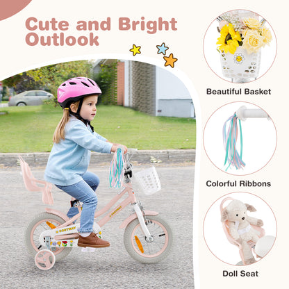 12 Inch Kids Bike for Kids Aged 3-4 Years Old Children Training Bicycle-Pink