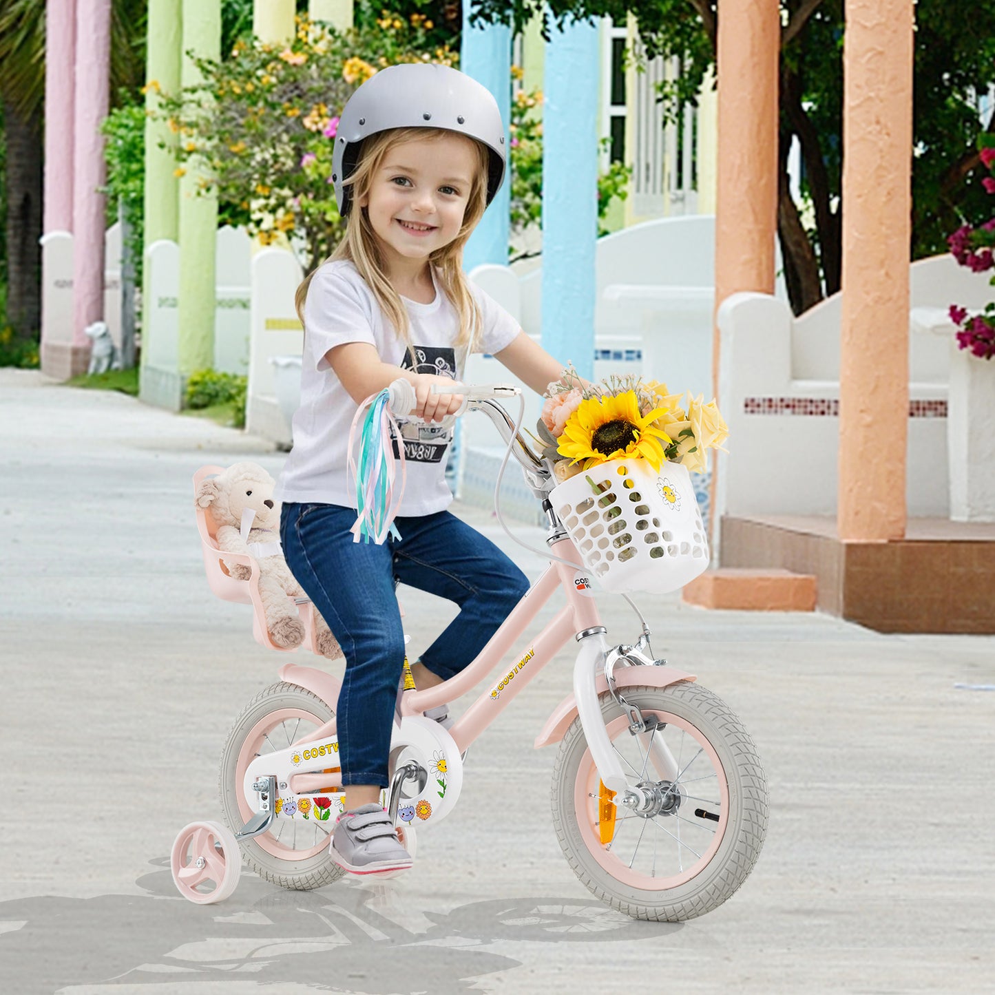 12 Inch Kids Bike for Kids Aged 3-4 Years Old Children Training Bicycle-Pink