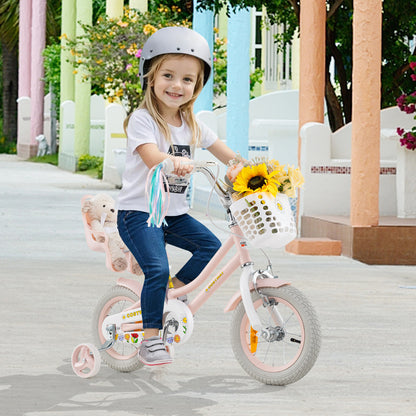 12 Inch Kids Bike for Kids Aged 3-4 Years Old Children Training Bicycle-Pink