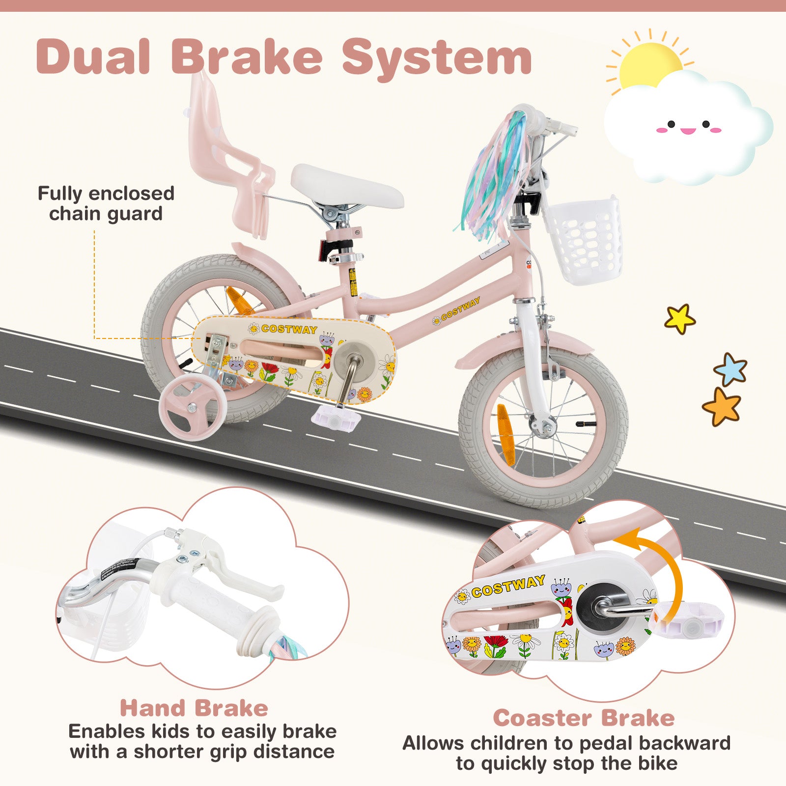 12 Inch Kids Bike for Kids Aged 3-4 Years Old Children Training Bicycle-Pink