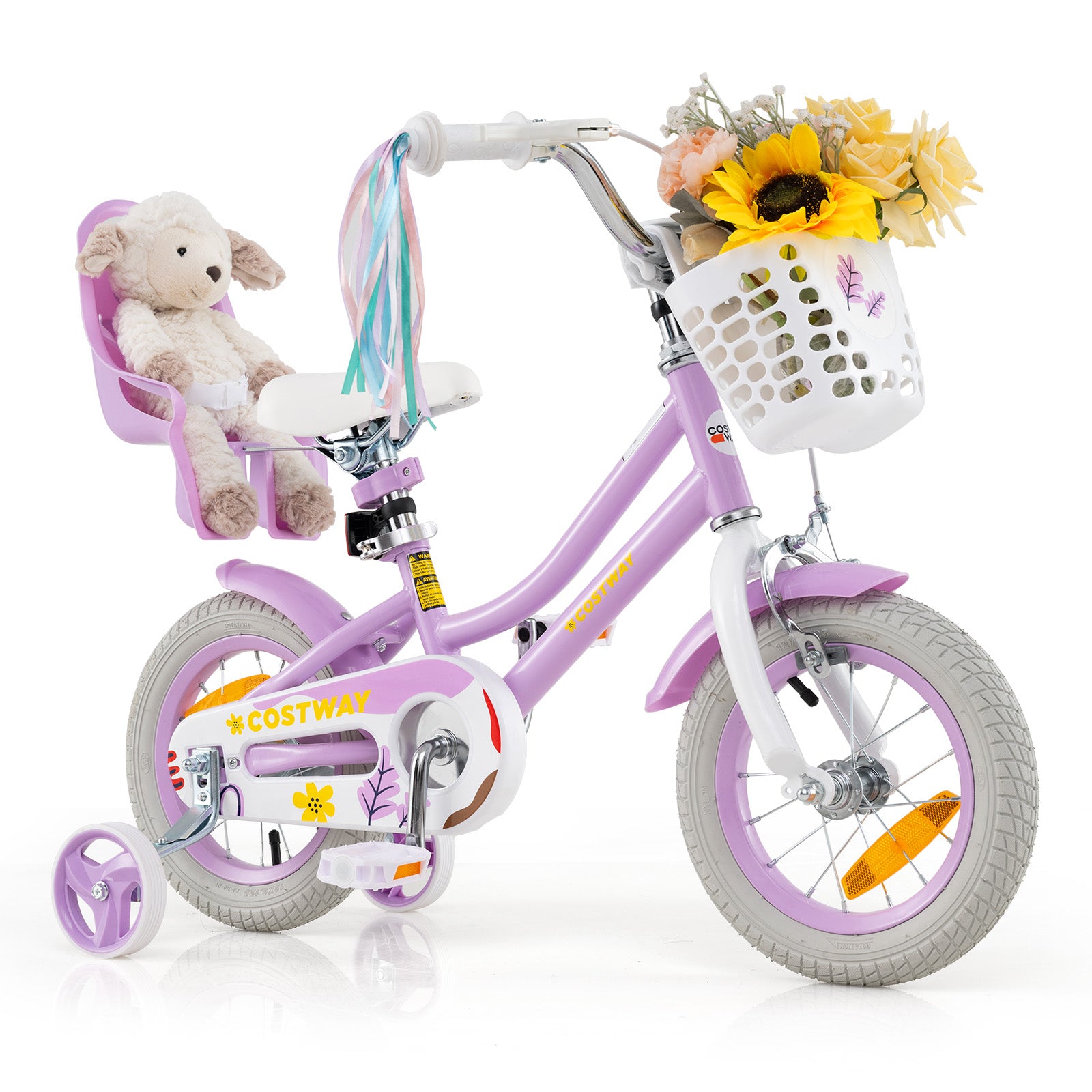 12 Inch Kids Bike for Kids Aged 3-4 Years Old Children Training Bicycle-Purple