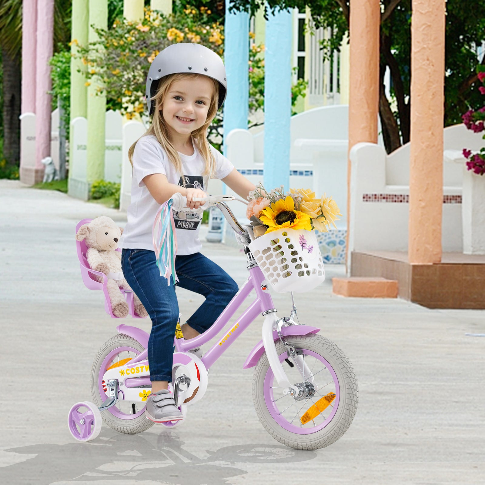 12 Inch Kids Bike for Kids Aged 3-4 Years Old Children Training Bicycle-Purple