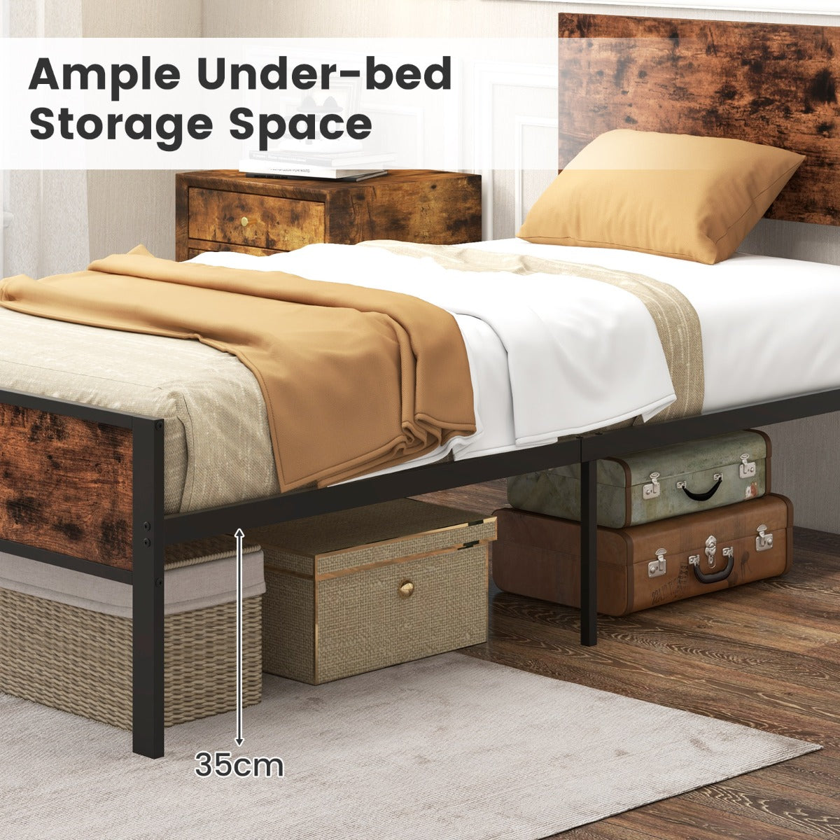 Costway 12 Metal Slats Supported Bed Frame with Headboard and Footboard-Single