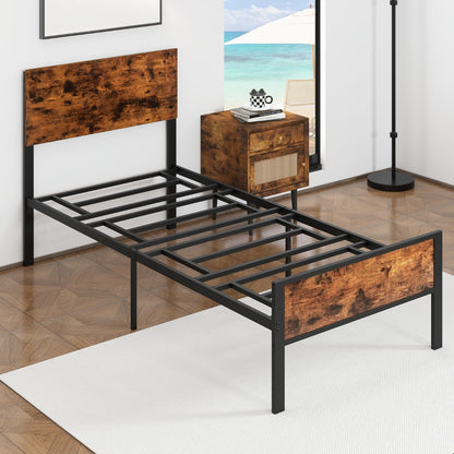 Costway 12 Metal Slats Supported Bed Frame with Headboard and Footboard-Single