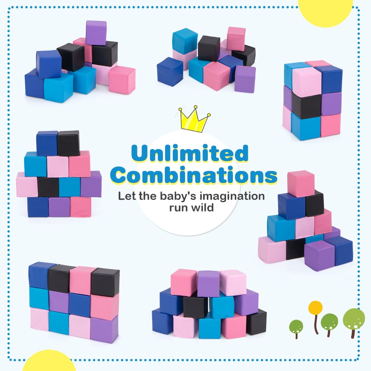 12-Piece Colorful Foam Blocks for Creative Toddler Play, 0.14m Each