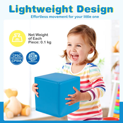 12-Piece Colorful Foam Blocks for Creative Toddler Play, 0.14m Each
