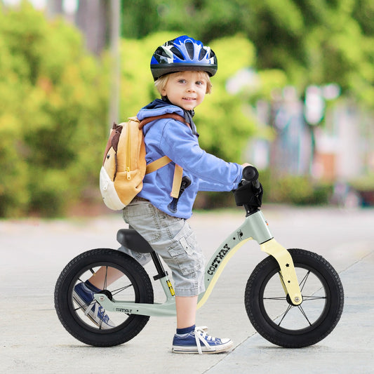 12-Inch Balance Bike with Adjustable Seat and 360° Rotatable Handlebar-Green