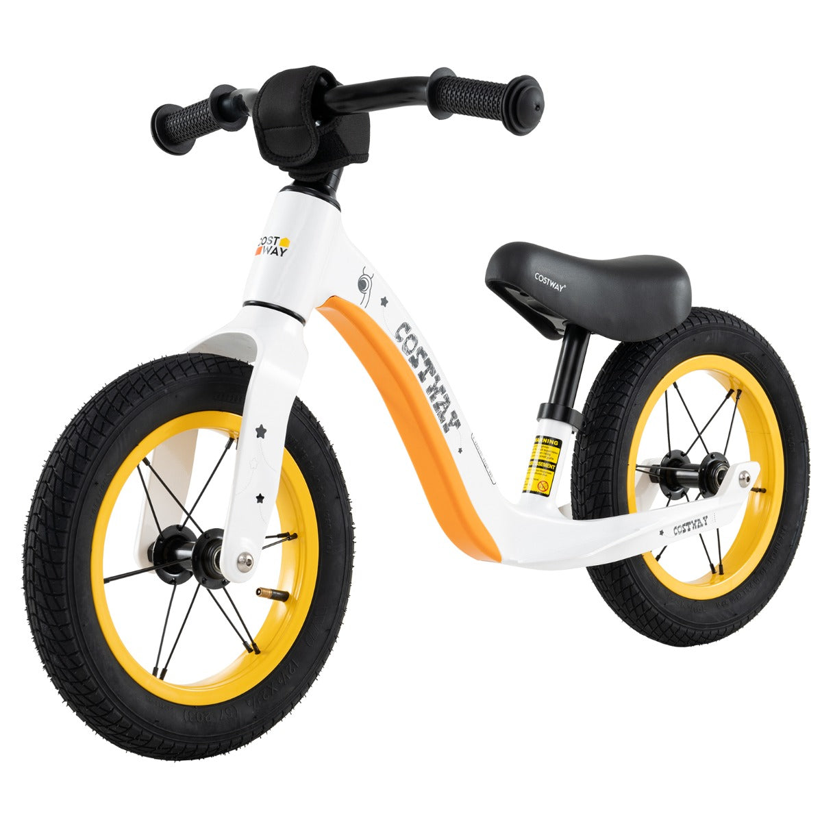 12-Inch Balance Bike with Adjustable Seat and 360° Rotatable Handlebar-White