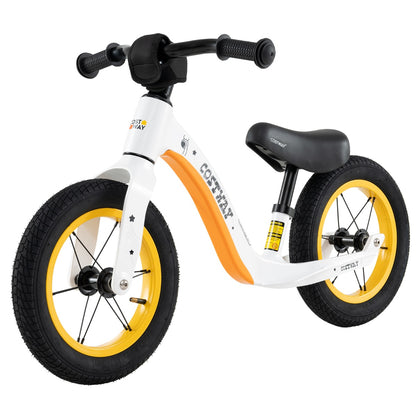 12-Inch Balance Bike with Adjustable Seat and 360° Rotatable Handlebar-White
