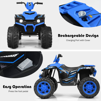 Bright-headlight kids ATV with realistic controls and smooth driving at speeds up to 5 kilometers per hour