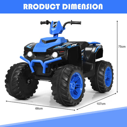 Electric kids ride-on quad ATV with cool styling, bright LED headlights, and a comfortable wide seat