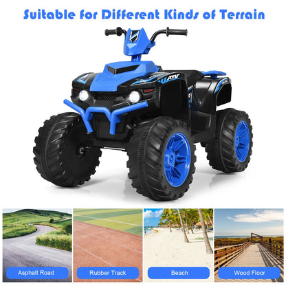 Kids ATV featuring built-in music, stories, horn, simulated acceleration sounds, USB, and Bluetooth