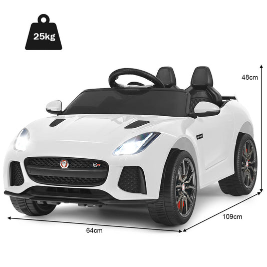 12V Battery-Powered Jaguar F-Type Ride-On Car with Remote Control, White