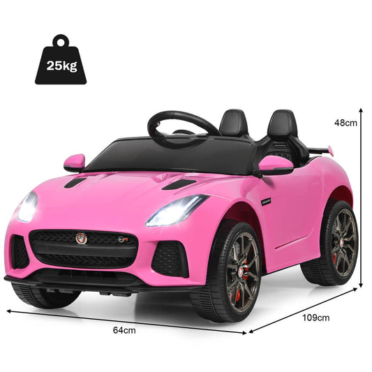 12V Kids Electric Jaguar Ride-On Car with Remote, Music, and Safety Features
