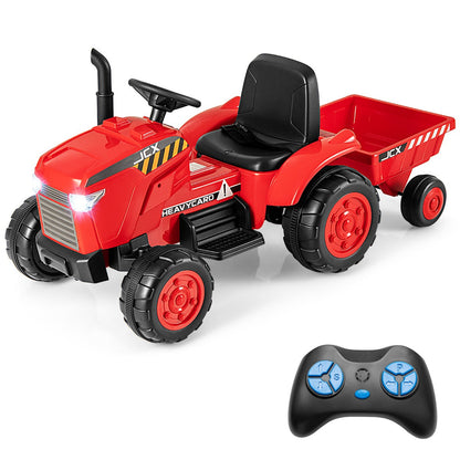 Safe electric ride-on tractor with slow start function, safety belt, anti-slip wheels, and spring suspension