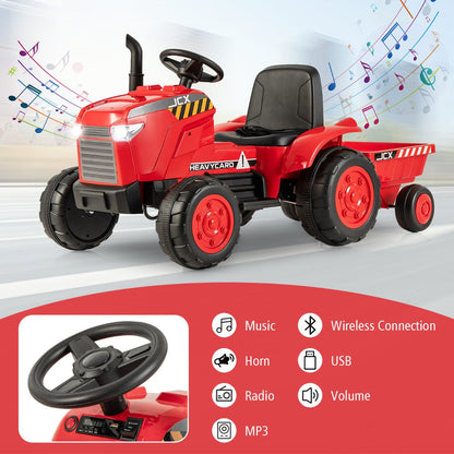 Realistic kids farm vehicle with bright headlights and simulated chimney for imaginative outdoor adventures