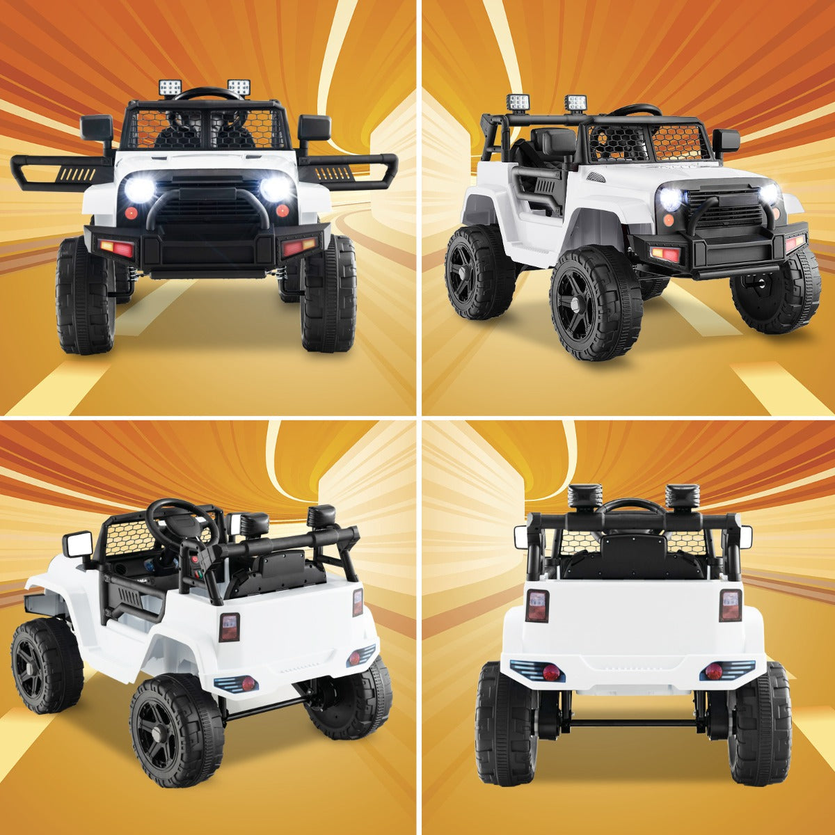 Electric ride-on truck reaching speeds from 2.5 to 4.5 kilometers per hour with remote supervision