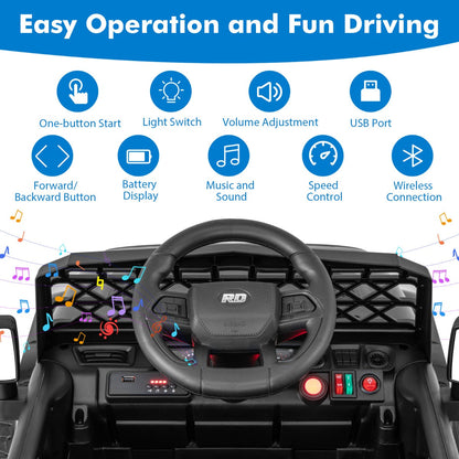 Ride-on truck car with a rechargeable 12V 4.5AH battery and speed range of 2.5 to 4 km/h